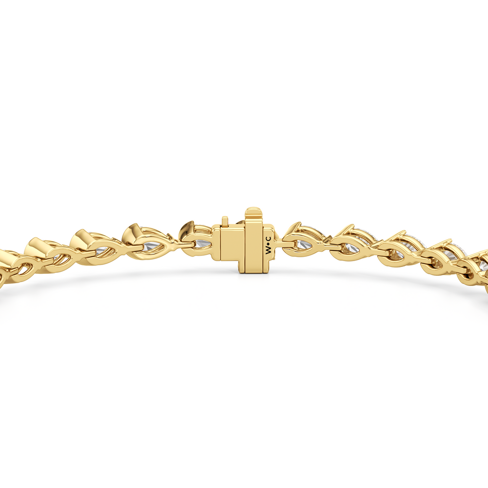 Trailing Pear Tennis Bracelet with 5 1/4 Cut Diamond in 14KT Yellow Gold view 7
