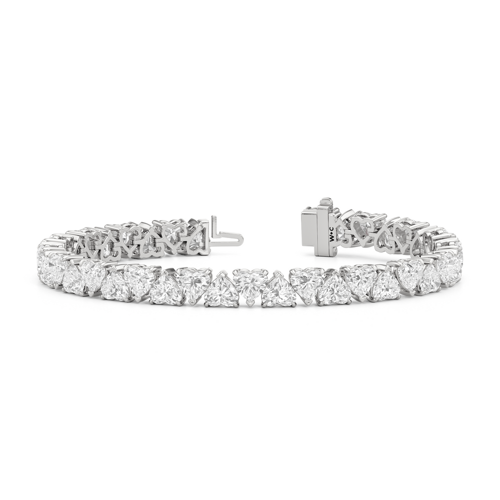 North-South Heart Shape Tennis Bracelet with Lab Cut Diamond in 14KT White Gold view 2
