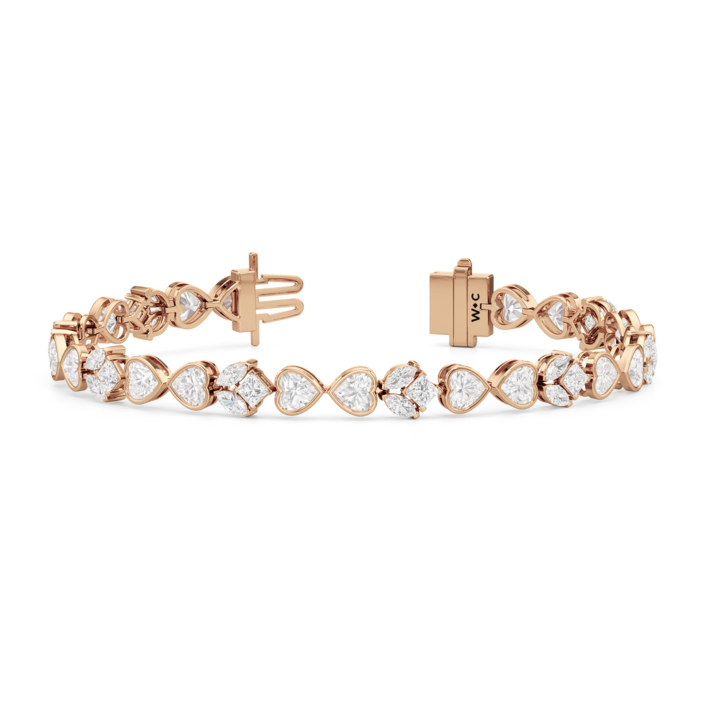 Tulip Blossom Diamond Tennis Bracelet with Lab Cut Diamond in 14KT Rose Gold view 2
