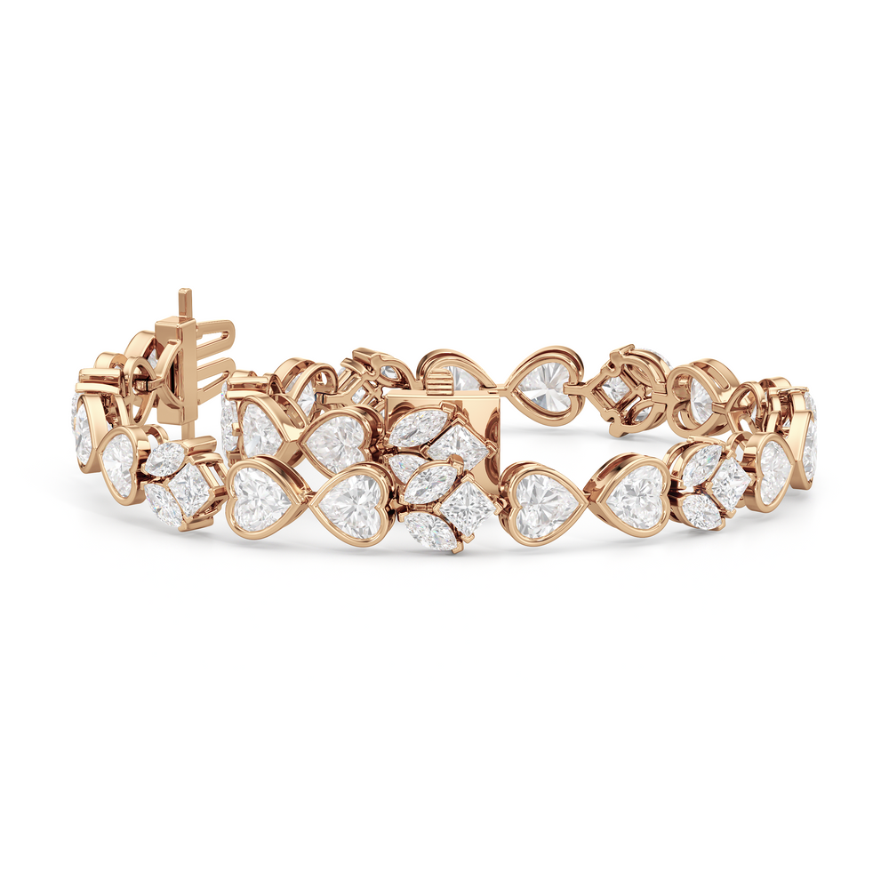 Tulip Blossom Diamond Tennis Bracelet with Lab Cut Diamond in 14KT Rose Gold view 3
