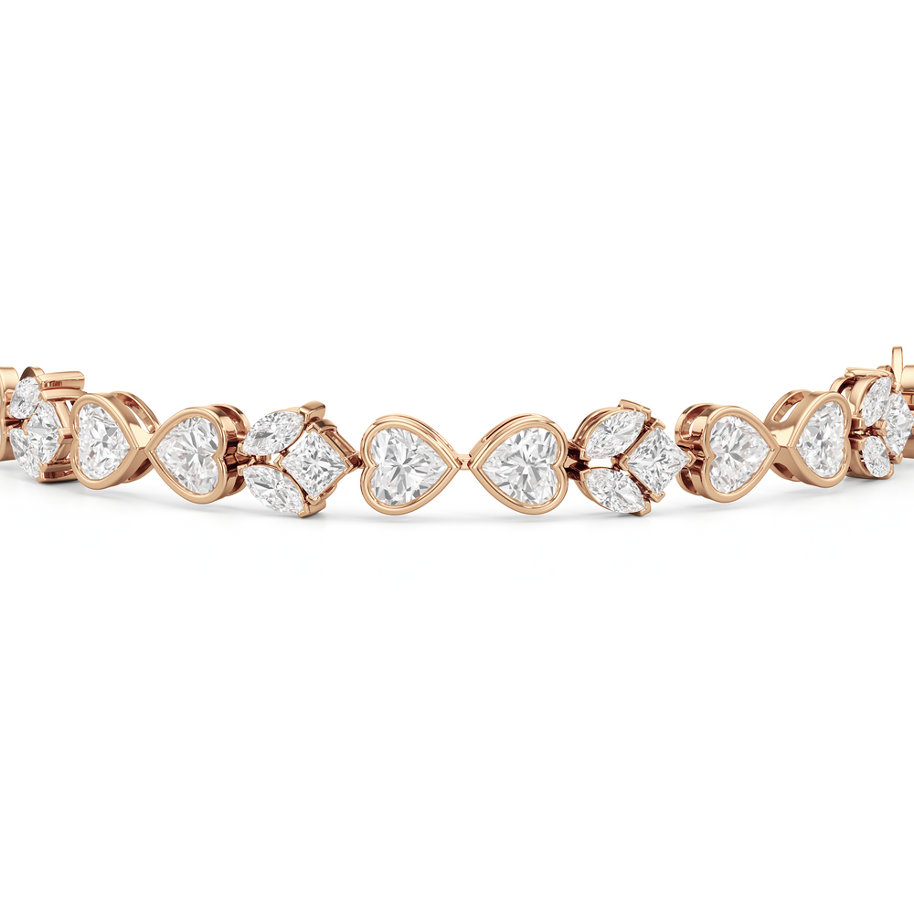 Tulip Blossom Diamond Tennis Bracelet with Lab Cut Diamond in 14KT Rose Gold view 6
