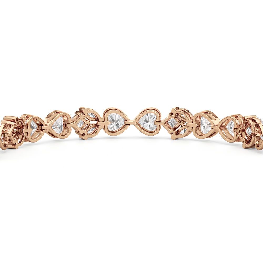 Tulip Blossom Diamond Tennis Bracelet with Lab Cut Diamond in 14KT Rose Gold view 8
