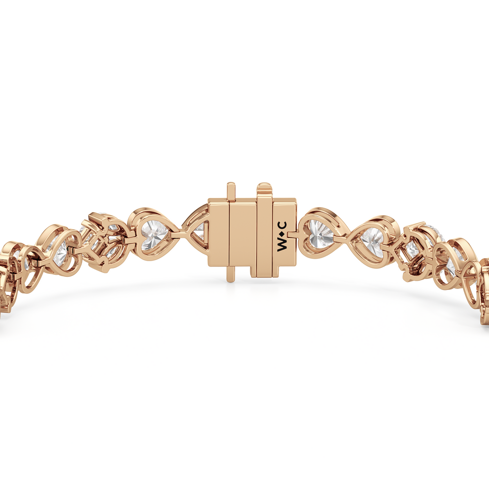 Tulip Blossom Diamond Tennis Bracelet with Lab Cut Diamond in 14KT Rose Gold view 7
