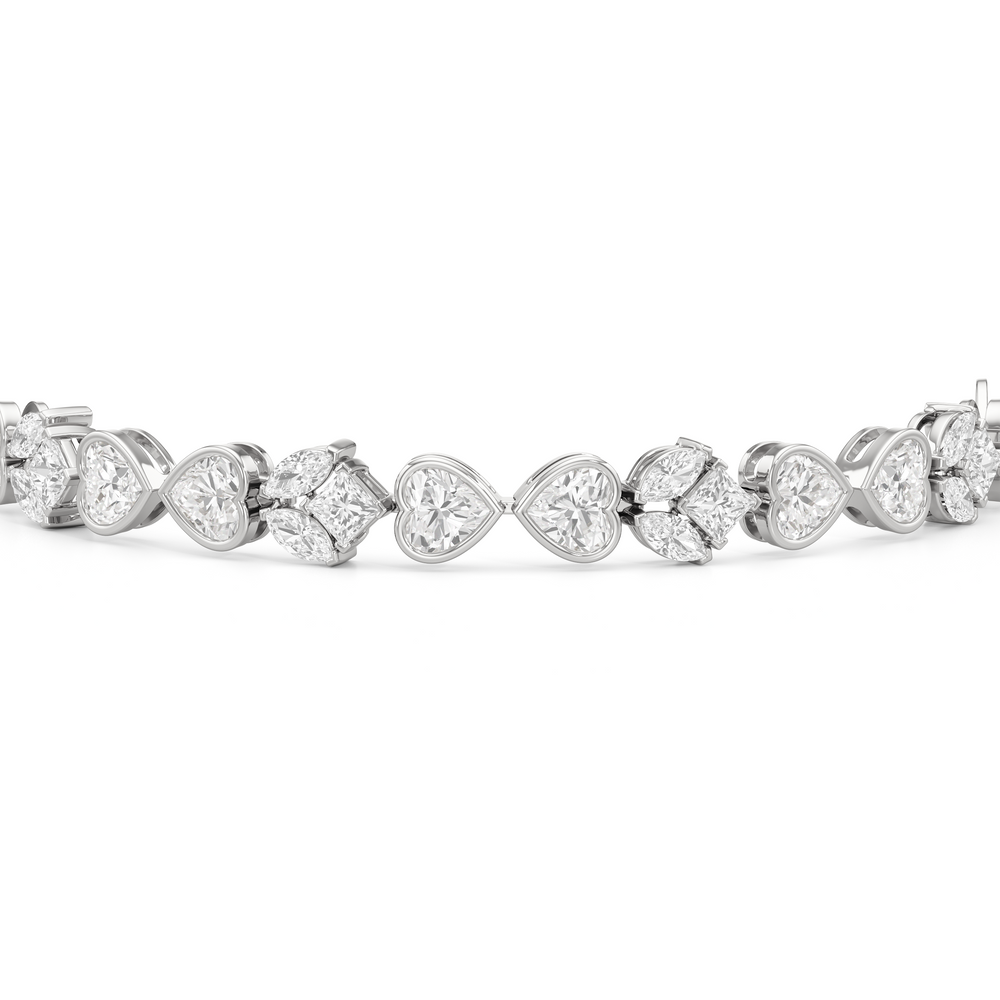 Tulip Blossom Diamond Tennis Bracelet with Lab Cut Diamond in 14KT White Gold view 6
