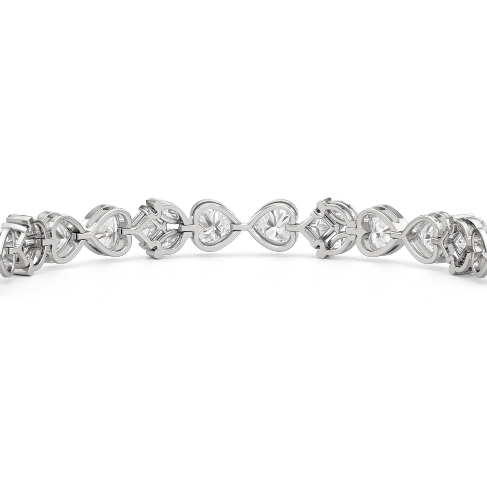 Tulip Blossom Diamond Tennis Bracelet with Lab Cut Diamond in 14KT White Gold view 8
