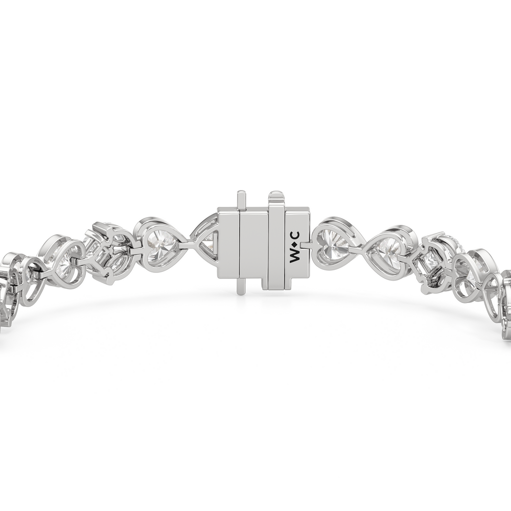 Tulip Blossom Diamond Tennis Bracelet with Lab Cut Diamond in 14KT White Gold view 7
