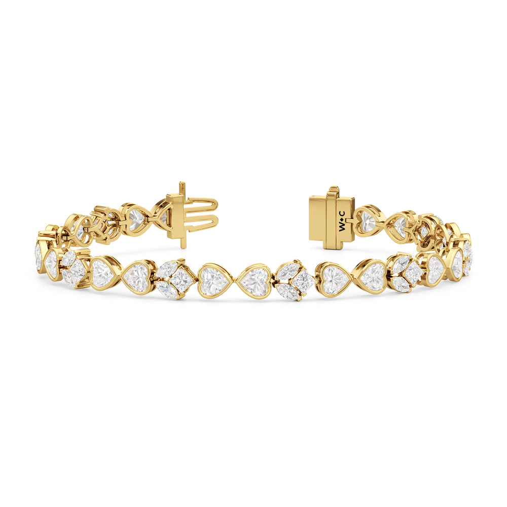 Tulip Blossom Diamond Tennis Bracelet with Lab Cut Diamond in 14KT Yellow Gold view 2
