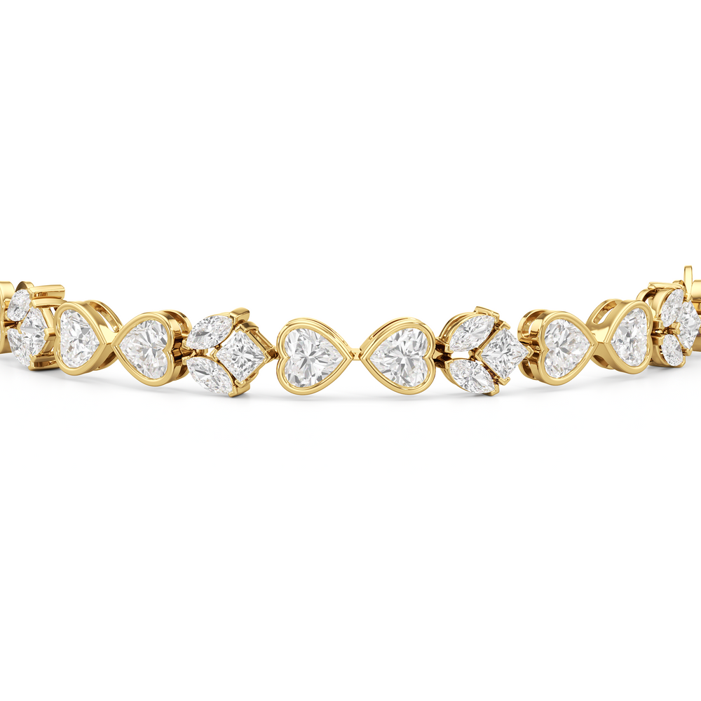 Tulip Blossom Diamond Tennis Bracelet with Lab Cut Diamond in 14KT Yellow Gold view 6
