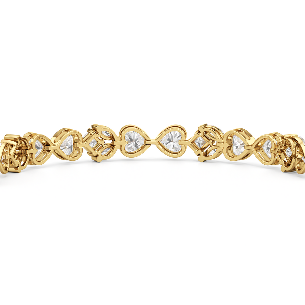 Tulip Blossom Diamond Tennis Bracelet with Lab Cut Diamond in 14KT Yellow Gold view 8
