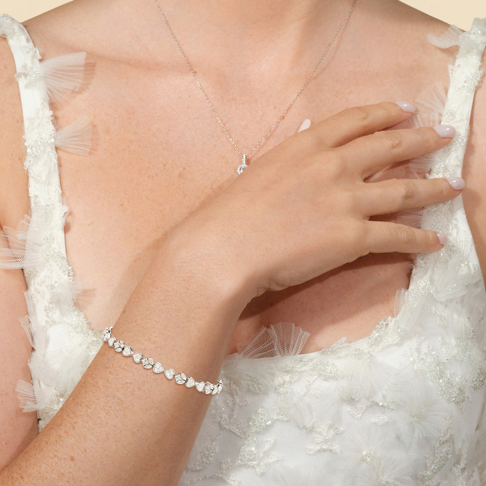 Tulip Blossom Diamond Tennis Bracelet with Lab Cut Diamond in 14KT Rose Gold view 4
