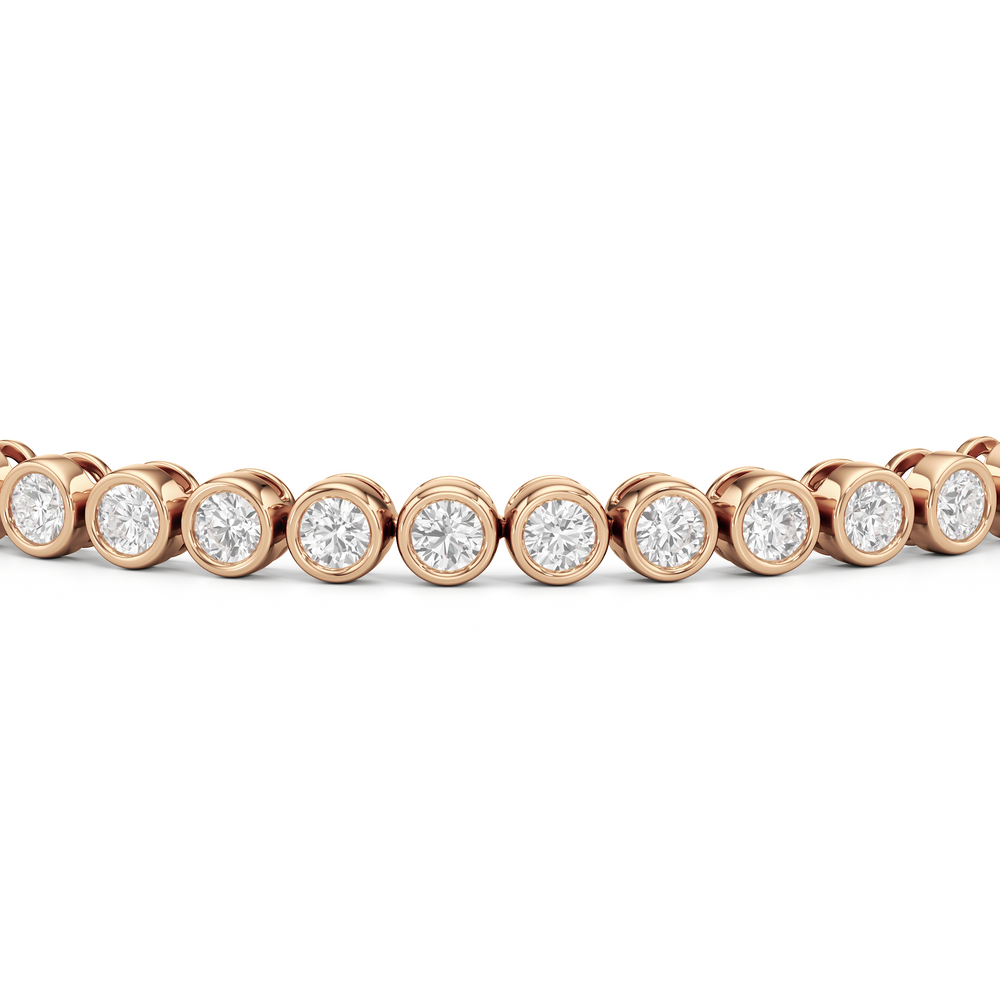 Bezel Set Round Lab Diamond Tennis Bracelet with 4 Cut Diamond in 14KT Rose Gold view 6
