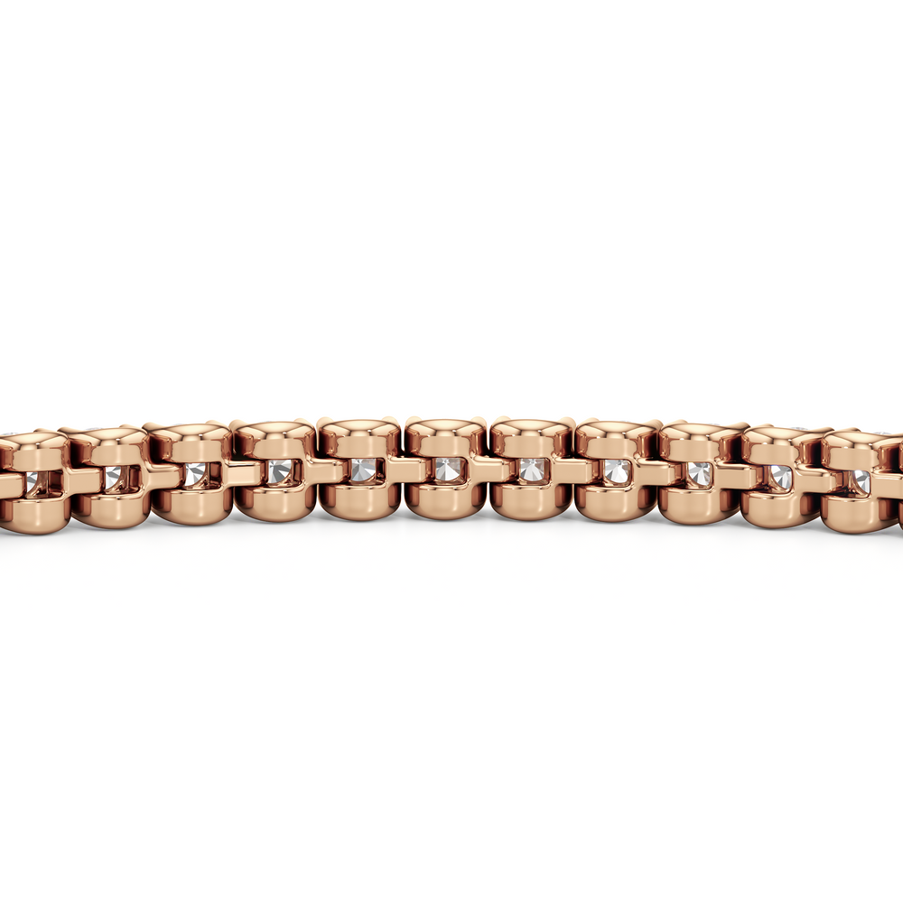 Bezel Set Round Lab Diamond Tennis Bracelet with 4 Cut Diamond in 14KT Rose Gold view 8
