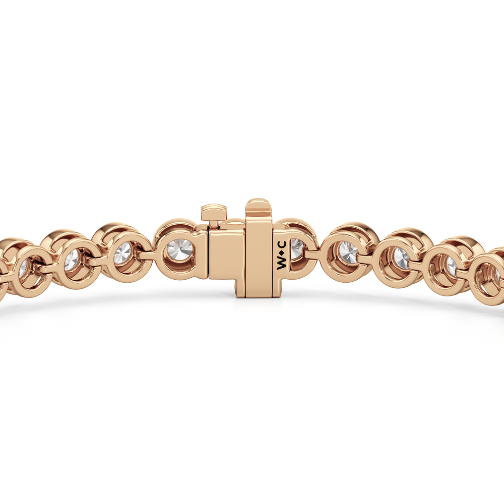 Bezel Set Round Lab Diamond Tennis Bracelet with 4 Cut Diamond in 14KT Rose Gold view 7
