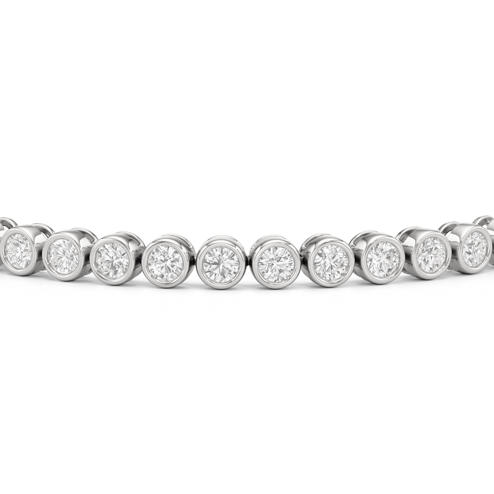 Bezel Set Round Lab Diamond Tennis Bracelet with 4 Cut Diamond in 14KT White Gold view 6
