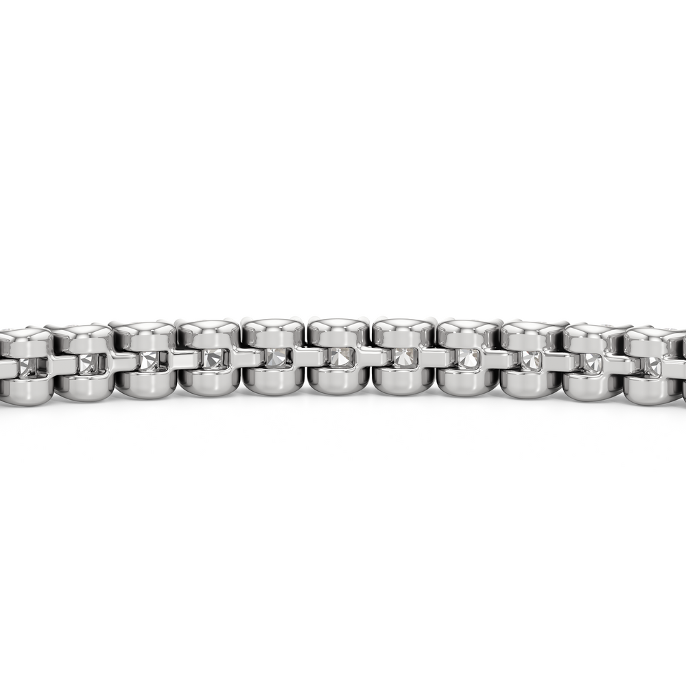 Bezel Set Round Lab Diamond Tennis Bracelet with 4 Cut Diamond in 14KT White Gold view 8
