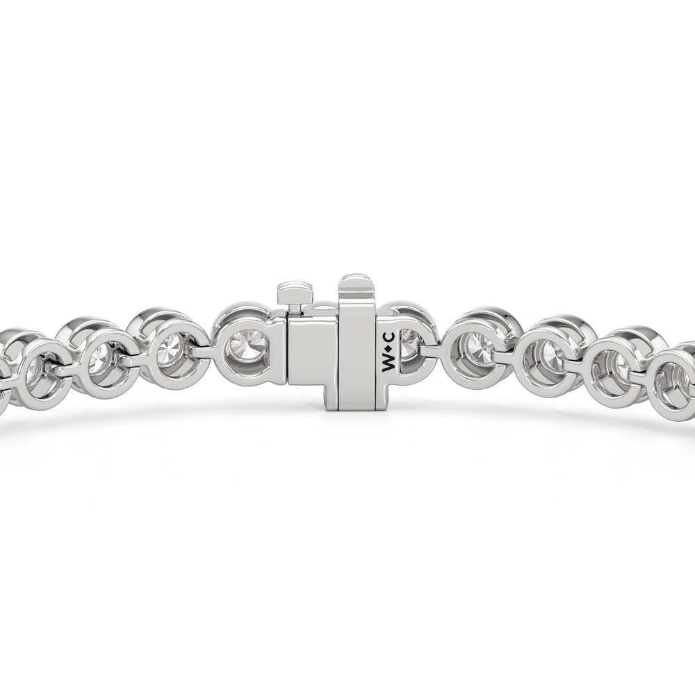 Bezel Set Round Lab Diamond Tennis Bracelet with 4 Cut Diamond in 14KT White Gold view 7
