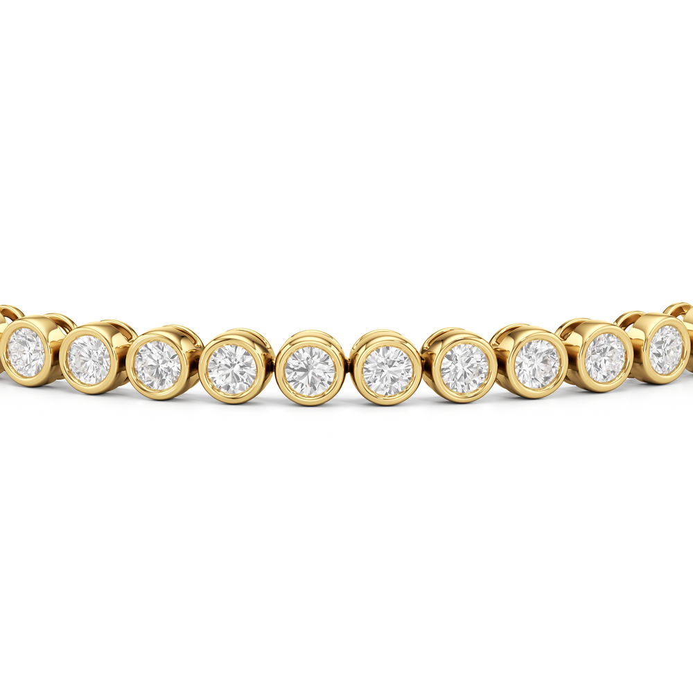 Bezel Set Round Lab Diamond Tennis Bracelet with 4 Cut Diamond in 14KT Yellow Gold view 6
