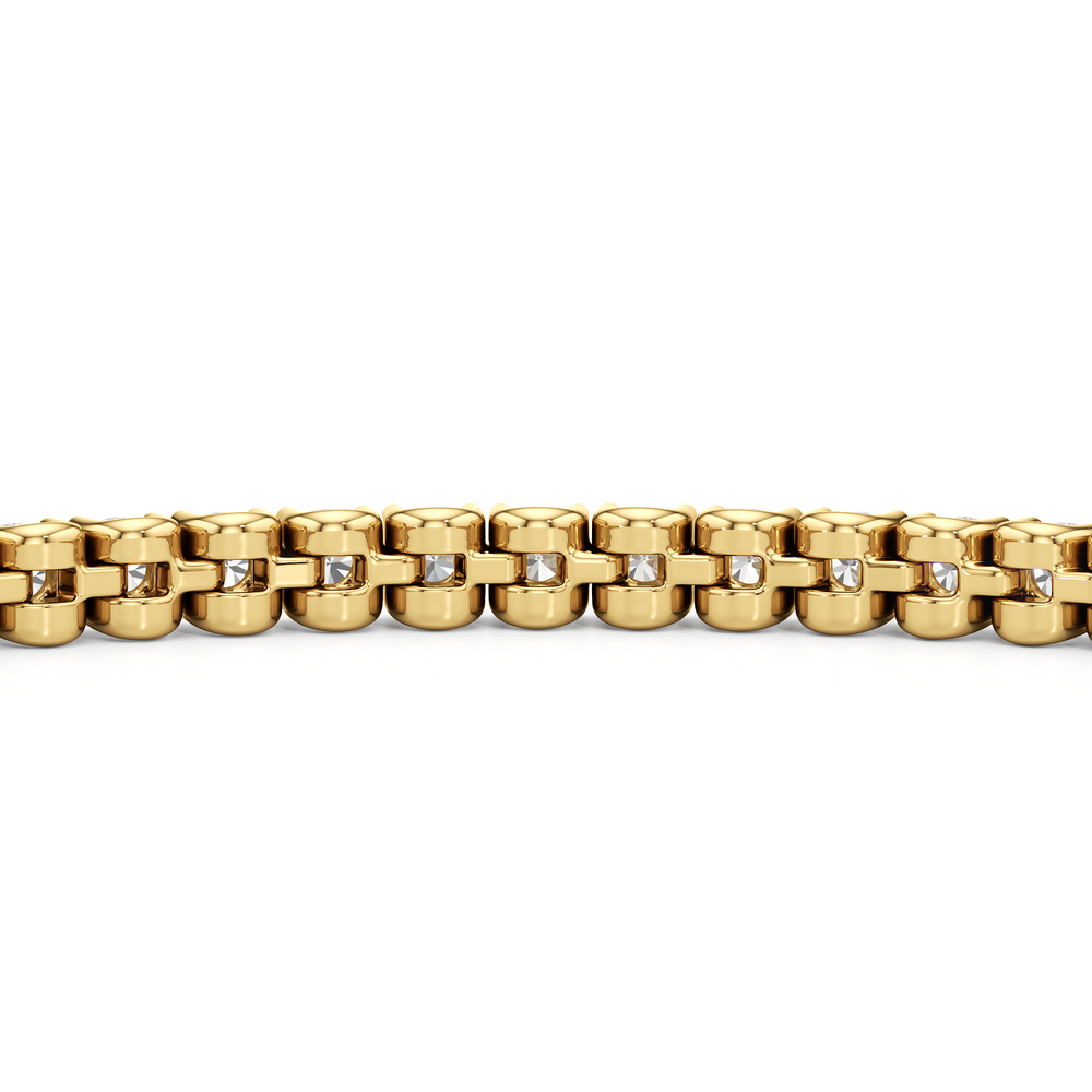 Bezel Set Round Lab Diamond Tennis Bracelet with 4 Cut Diamond in 14KT Yellow Gold view 8
