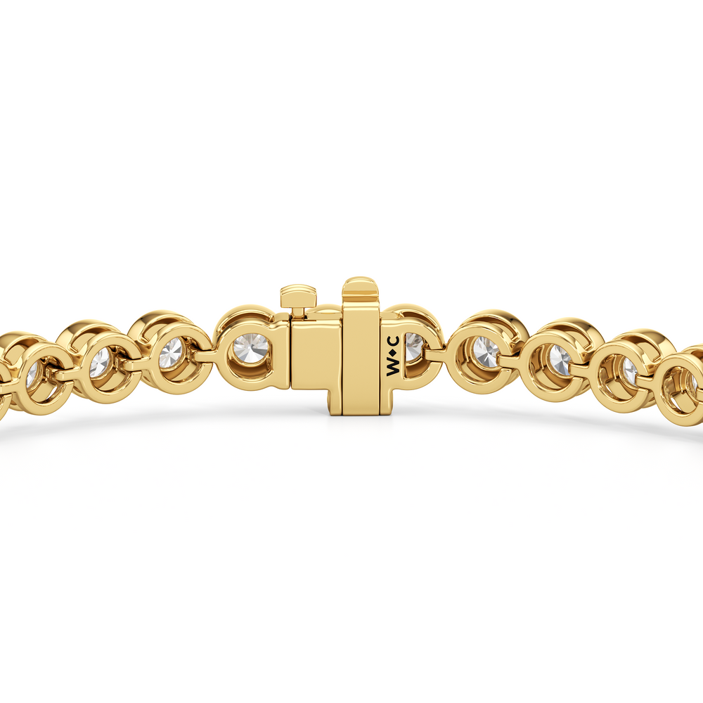 Bezel Set Round Lab Diamond Tennis Bracelet with 4 Cut Diamond in 14KT Yellow Gold view 7

