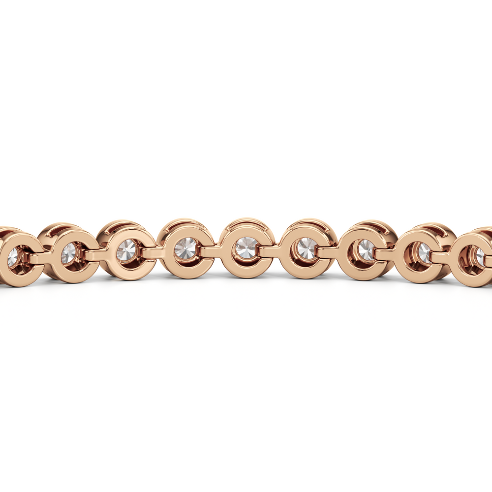 Bezel Set Round Lab Diamond Tennis Bracelet with 2 Cut Diamond in 14KT Rose Gold view 8
