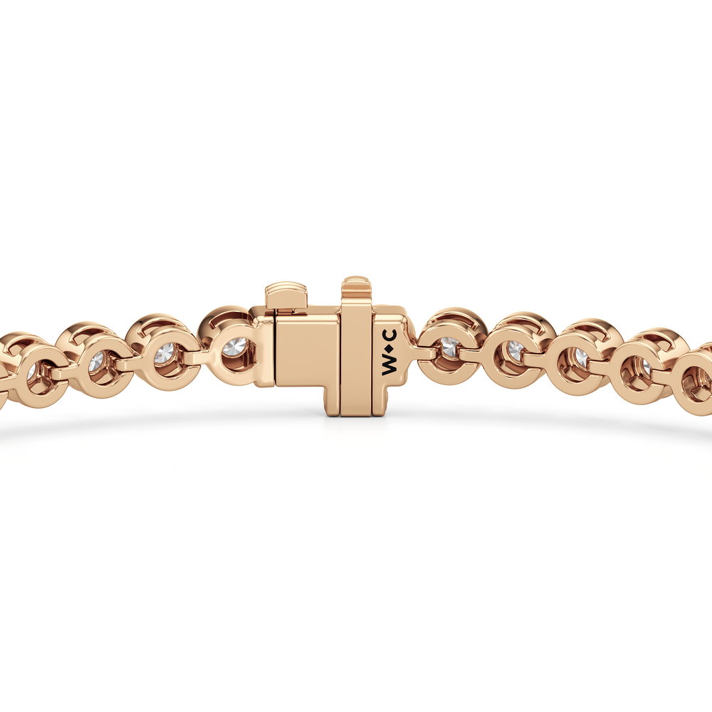 Bezel Set Round Lab Diamond Tennis Bracelet with 2 Cut Diamond in 14KT Rose Gold view 7
