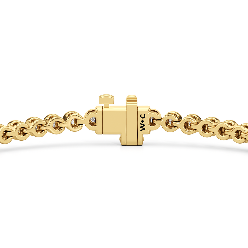 Bezel Set Round Lab Diamond Tennis Bracelet with 1 Cut Diamond in 14KT Yellow Gold view 7

