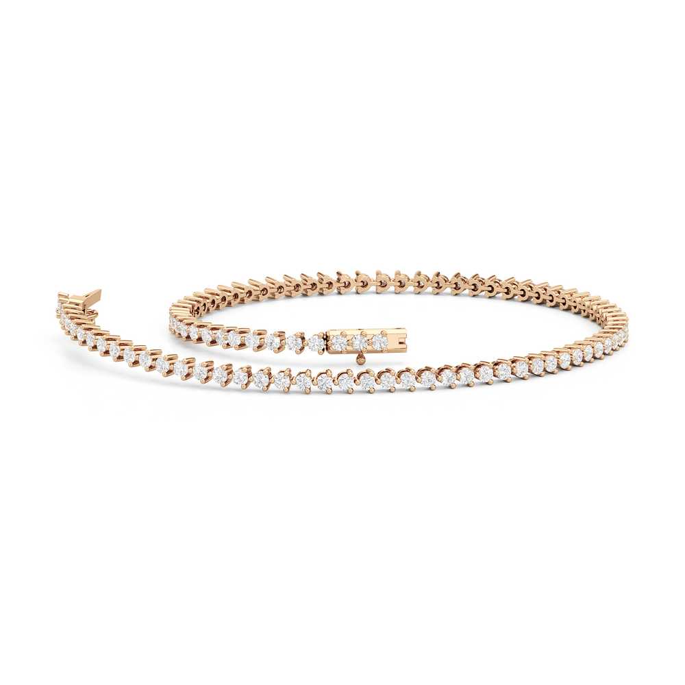 Contemporary 3-Prong Round Lab Diamond Tennis Bracelet with 1 Cut Diamond in 14KT Rose Gold view 2
