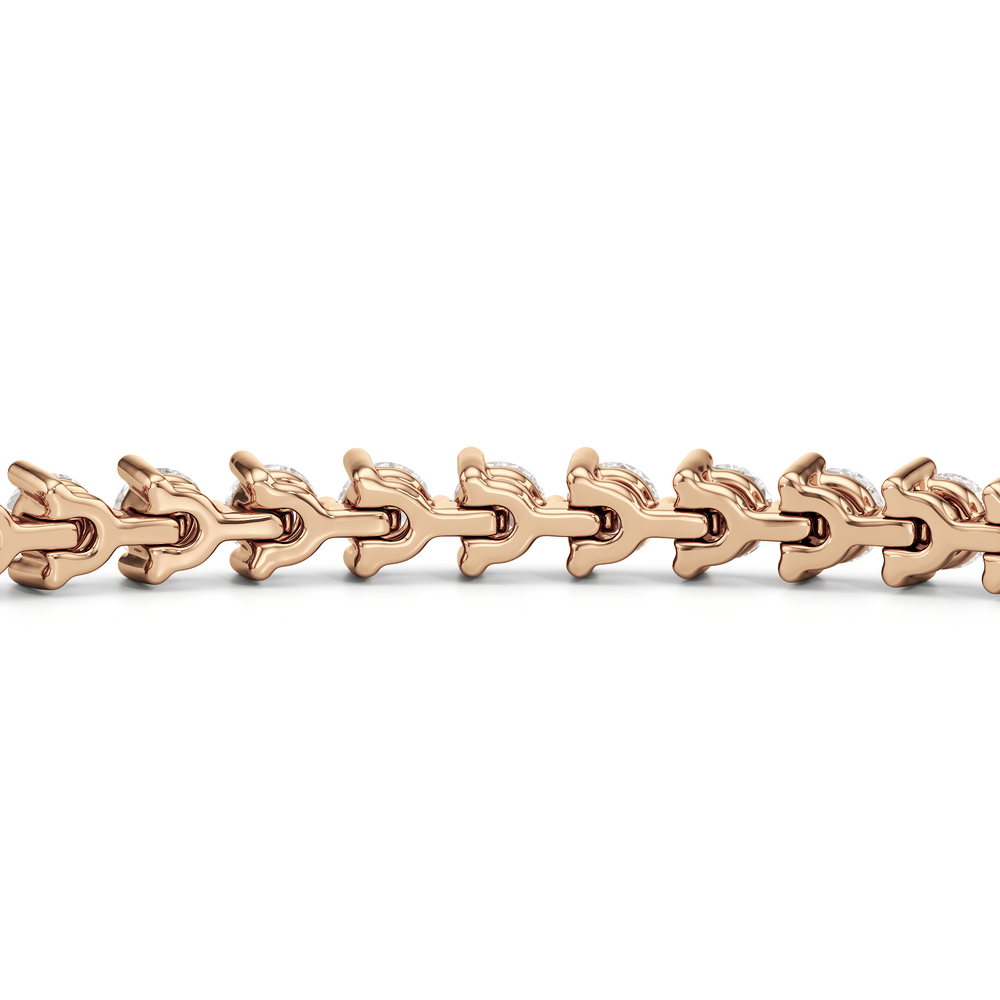 Contemporary 3-Prong Round Lab Diamond Tennis Bracelet with 2 Cut Diamond in 14KT Rose Gold view 7
