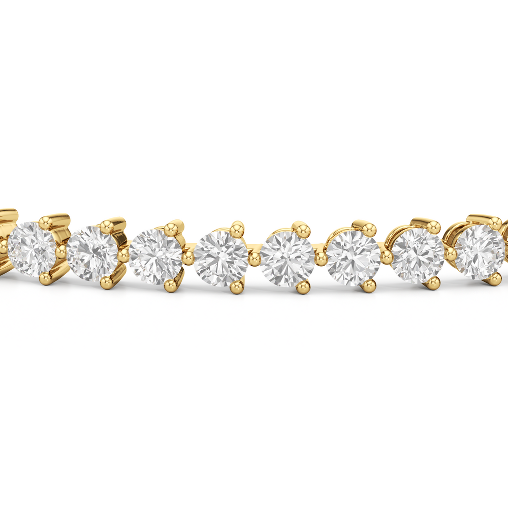 Contemporary 3-Prong Round Lab Diamond Tennis Bracelet with 3 Cut Diamond in 14KT Yellow Gold view 5
