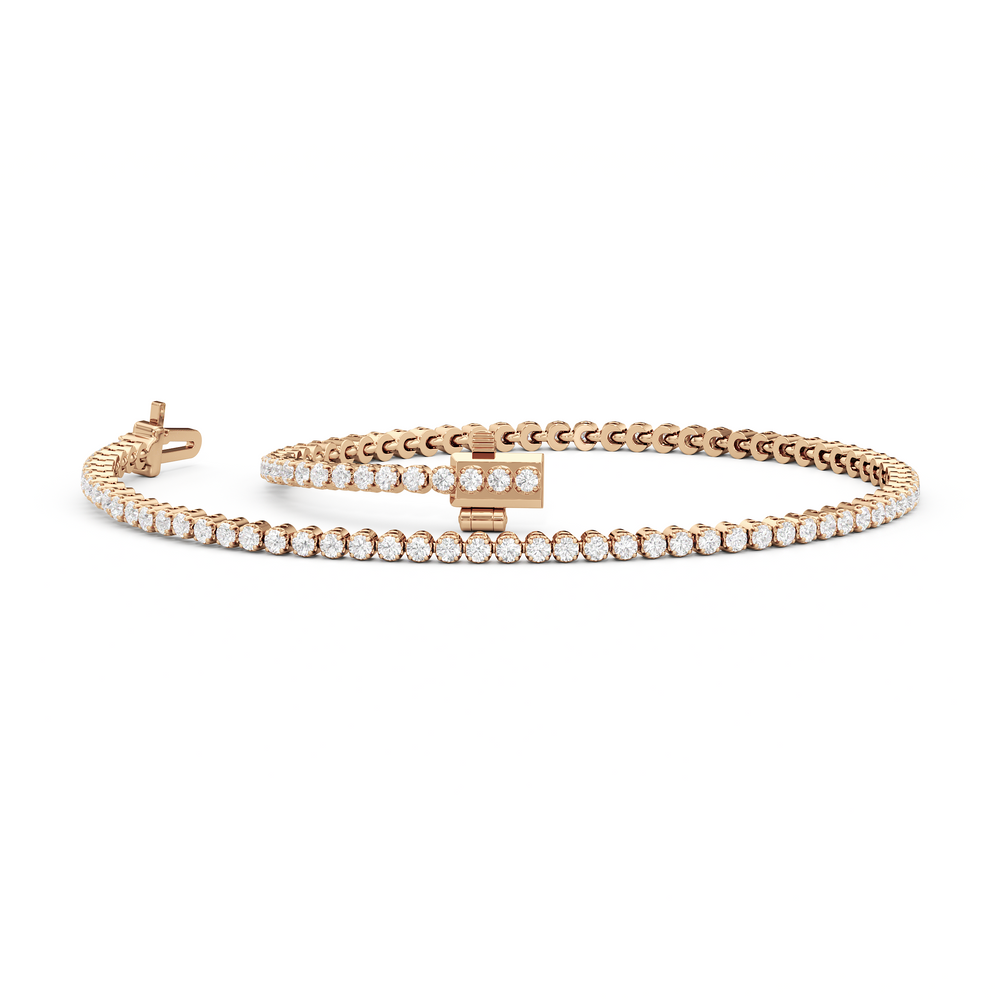 Four Prong Lab Diamond Tennis Bracelet with 10 Cut Diamond in 14KT Rose Gold view 19
