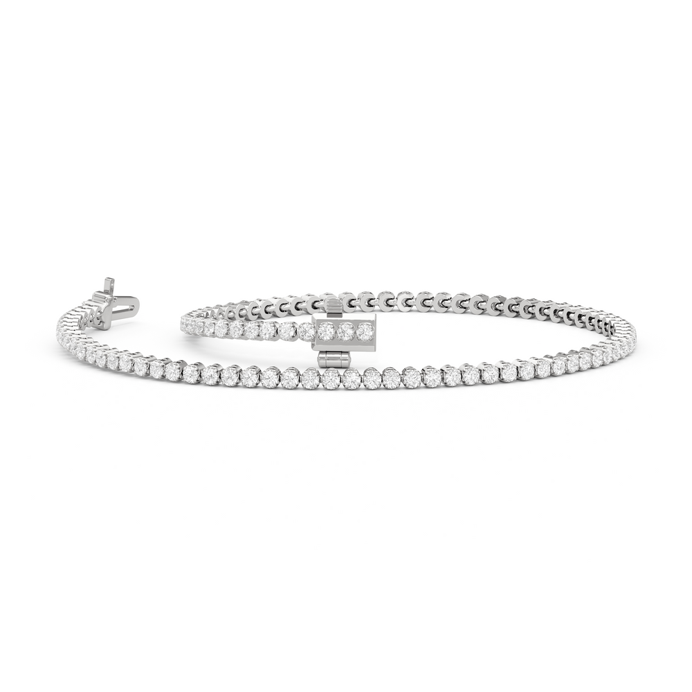 Four Prong Lab Diamond Tennis Bracelet with 1 Cut Diamond in 14KT White Gold view 2
