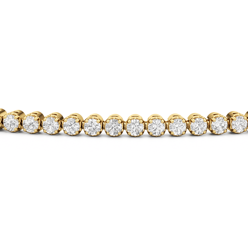 Four Prong Lab Diamond Tennis Bracelet with 1 Cut Diamond in 14KT Yellow Gold view 3
