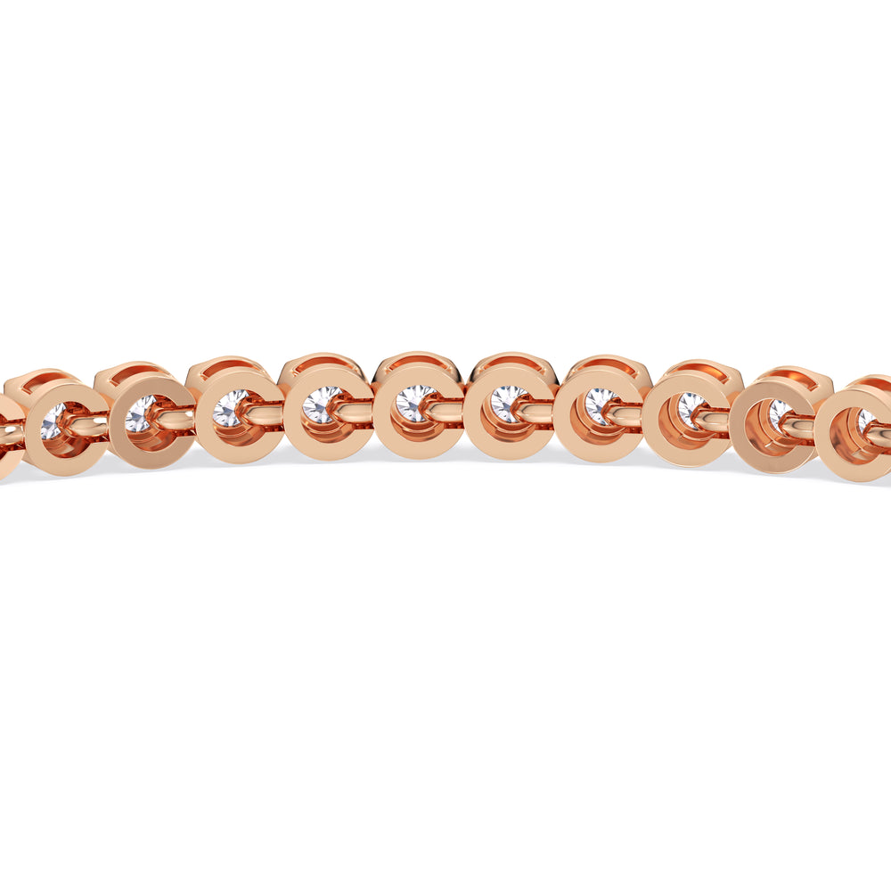Four Prong Lab Diamond Tennis Bracelet with 2 Cut Diamond in 14KT Rose Gold view 6
