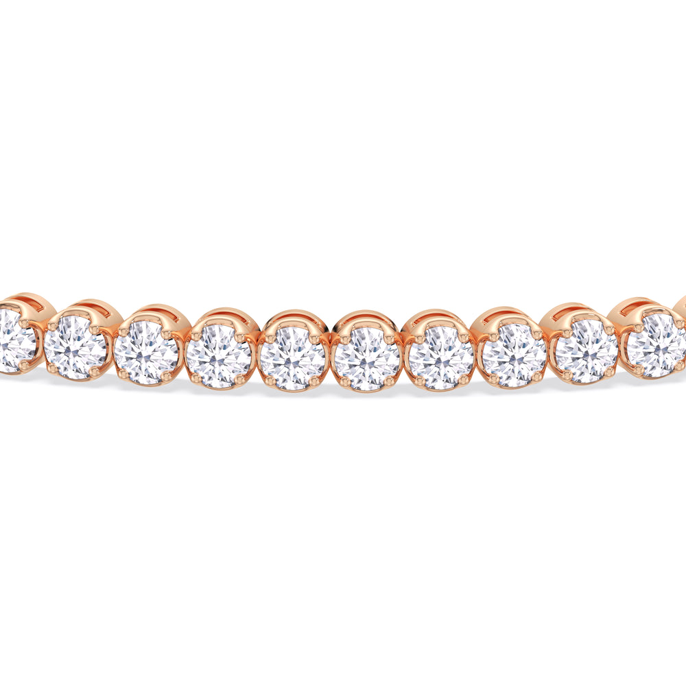 Four Prong Lab Diamond Tennis Bracelet with 2 Cut Diamond in 14KT Rose Gold view 4
