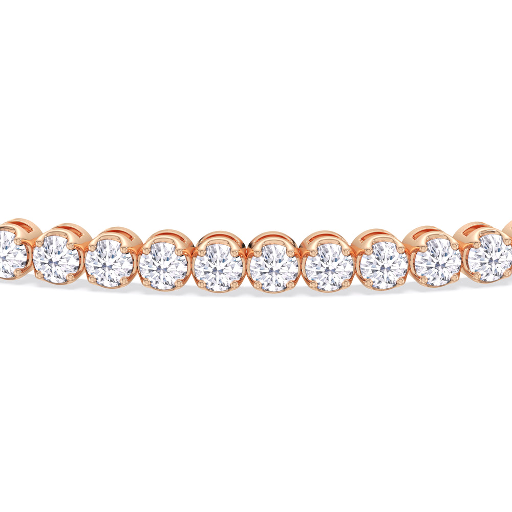 Four Prong Lab Diamond Tennis Bracelet with 2 Cut Diamond in 14KT Rose Gold view 8
