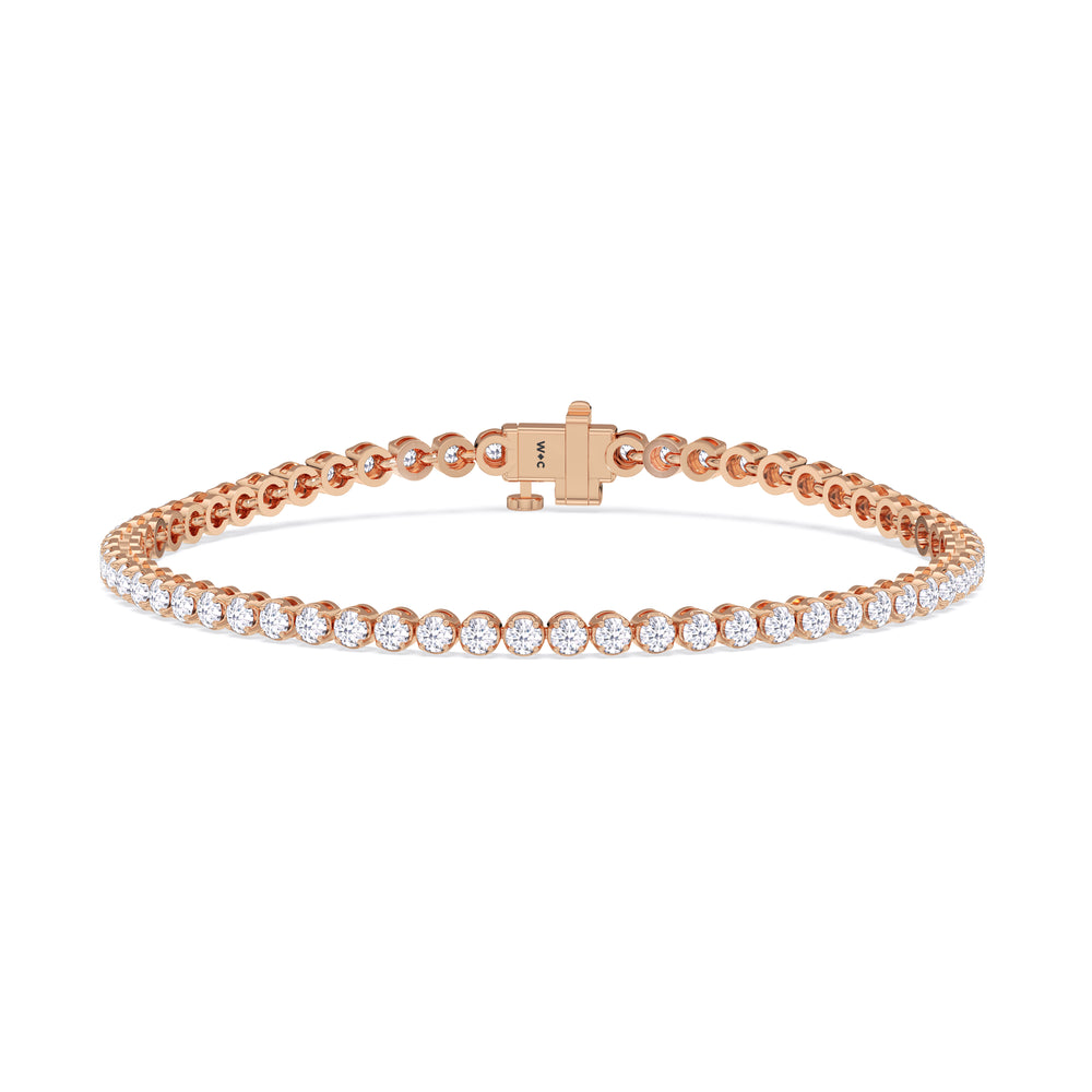 Four Prong Lab Diamond Tennis Bracelet with 2 Cut Diamond in 14KT Rose Gold view 1
