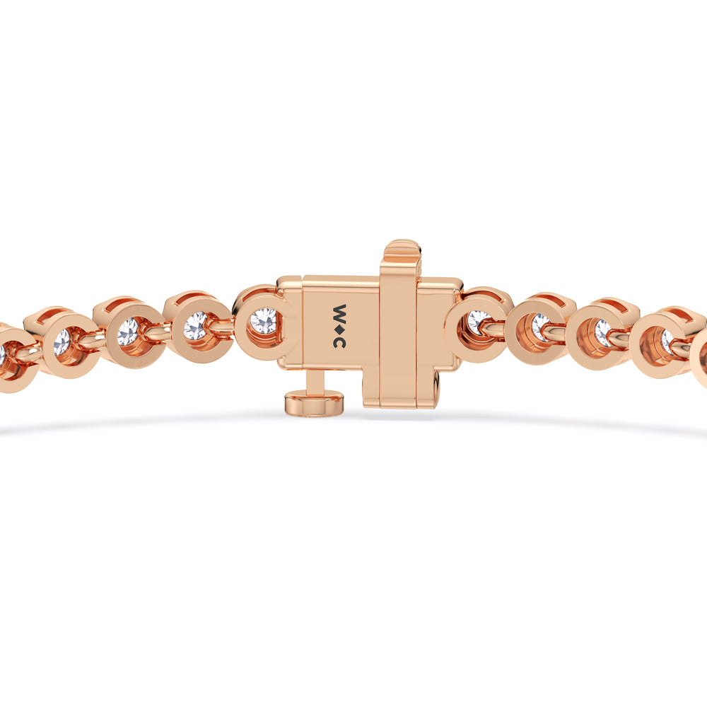 Four Prong Lab Diamond Tennis Bracelet with 2 Cut Diamond in 14KT Rose Gold view 5
