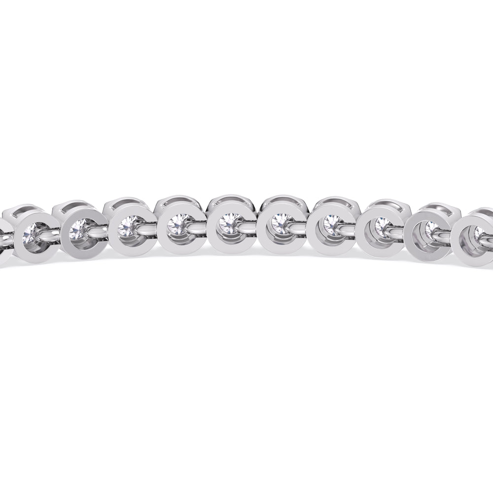Four Prong Lab Diamond Tennis Bracelet with 2 Cut Diamond in 14KT White Gold view 6
