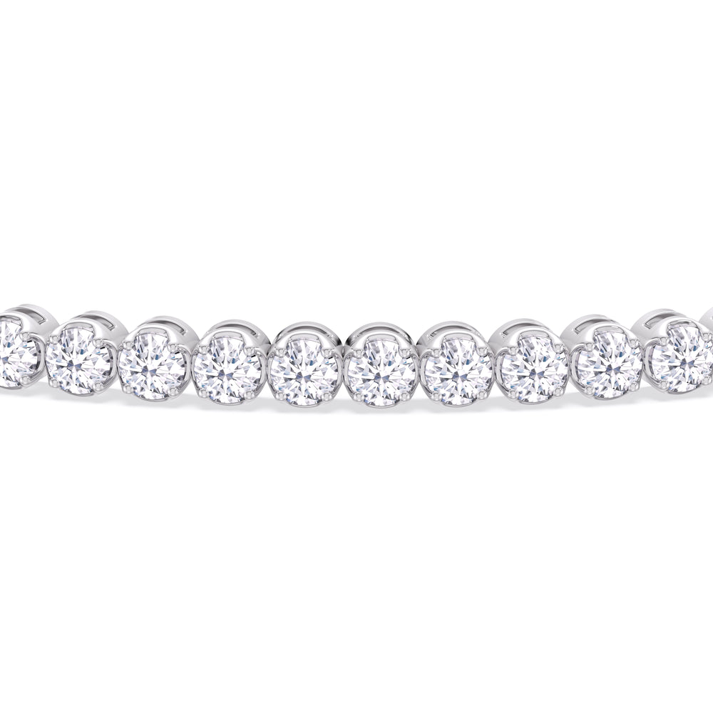 Four Prong Lab Diamond Tennis Bracelet with 2 Cut Diamond in 14KT White Gold view 4
