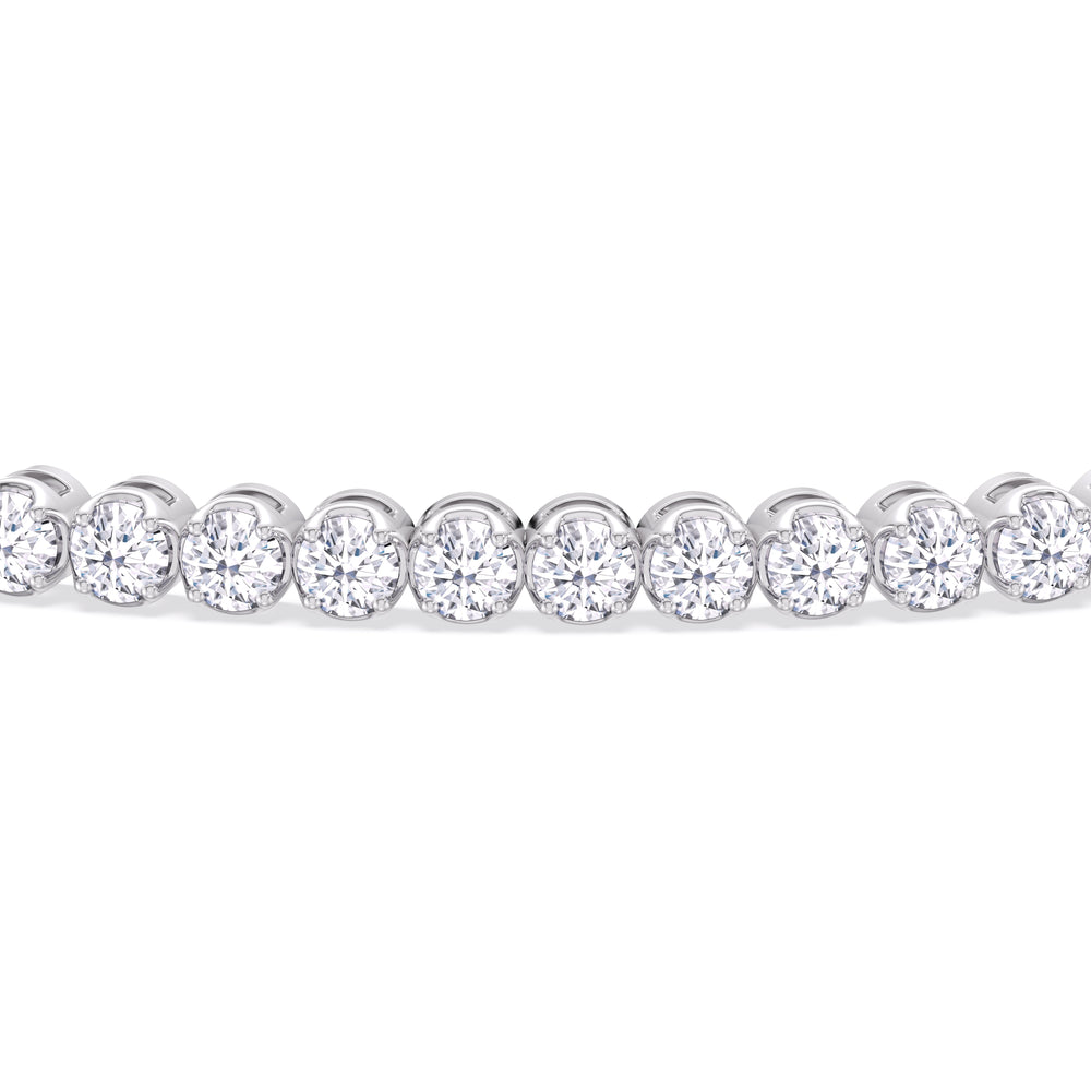 Four Prong Lab Diamond Tennis Bracelet with 2 Cut Diamond in 14KT White Gold view 8
