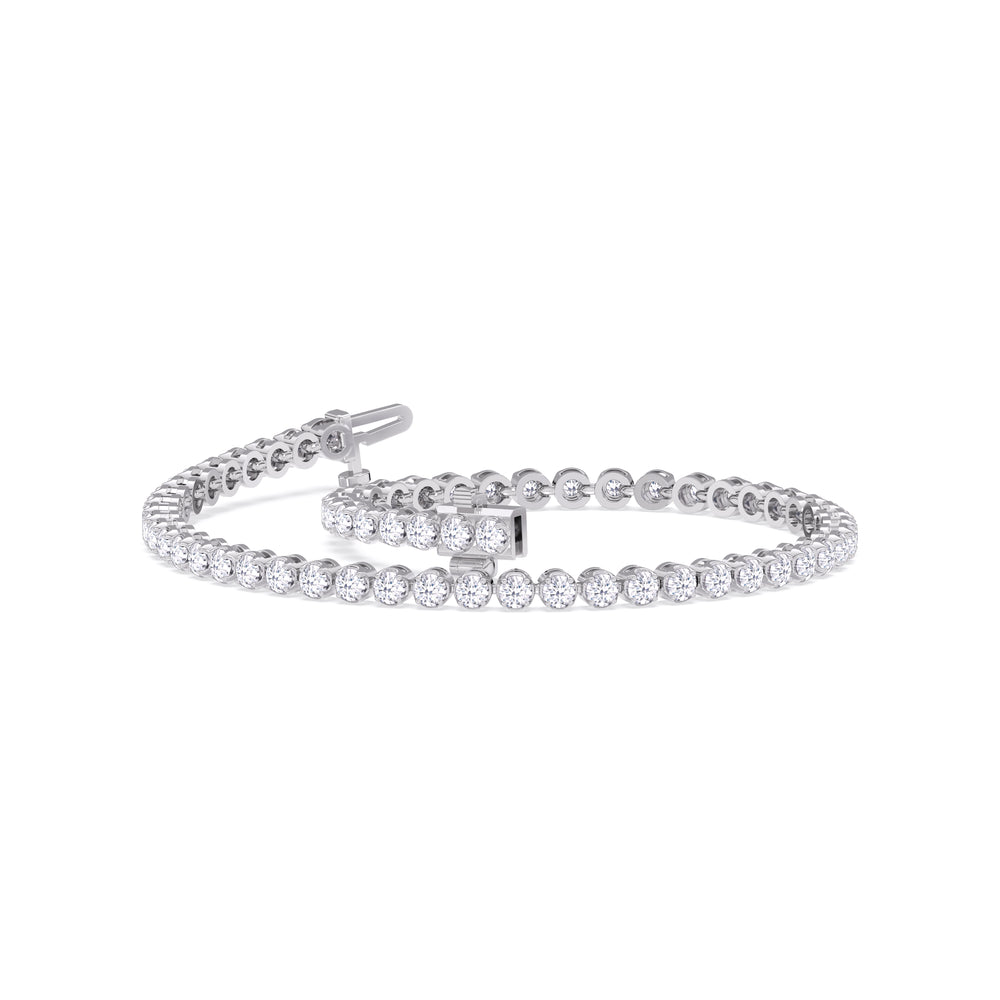 Four Prong Lab Diamond Tennis Bracelet with 2 Cut Diamond in 14KT White Gold view 3
