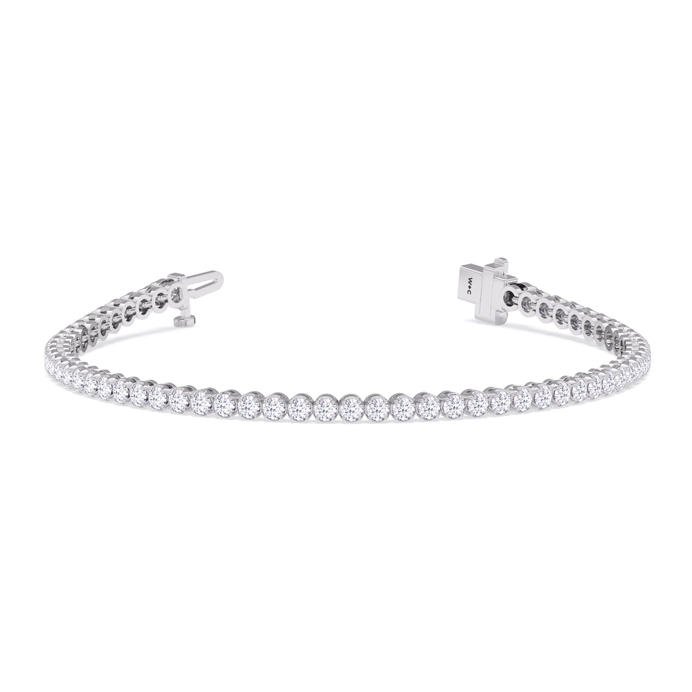 Four Prong Lab Diamond Tennis Bracelet with 2 Cut Diamond in 14KT White Gold view 2
