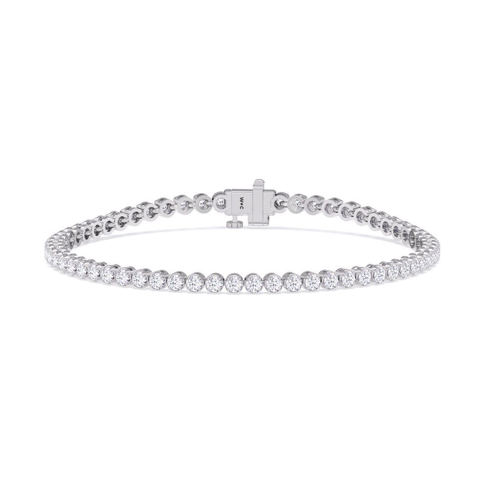 Four Prong Lab Diamond Tennis Bracelet with 2 Cut Diamond in 14KT White Gold view 1

