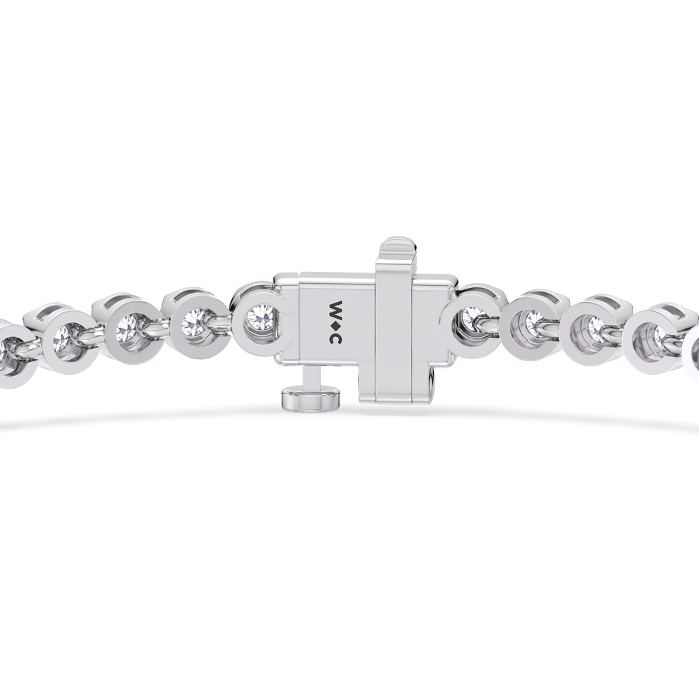 Four Prong Lab Diamond Tennis Bracelet with 2 Cut Diamond in 14KT White Gold view 9
