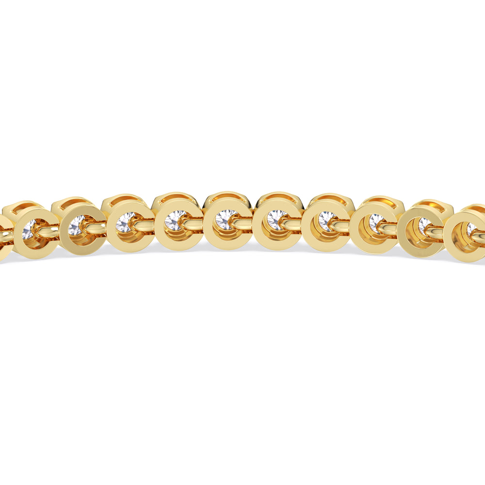 Four Prong Lab Diamond Tennis Bracelet with 2 Cut Diamond in 14KT Yellow Gold view 6
