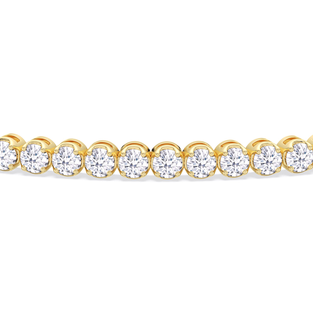 Four Prong Lab Diamond Tennis Bracelet with 2 Cut Diamond in 14KT Yellow Gold view 4
