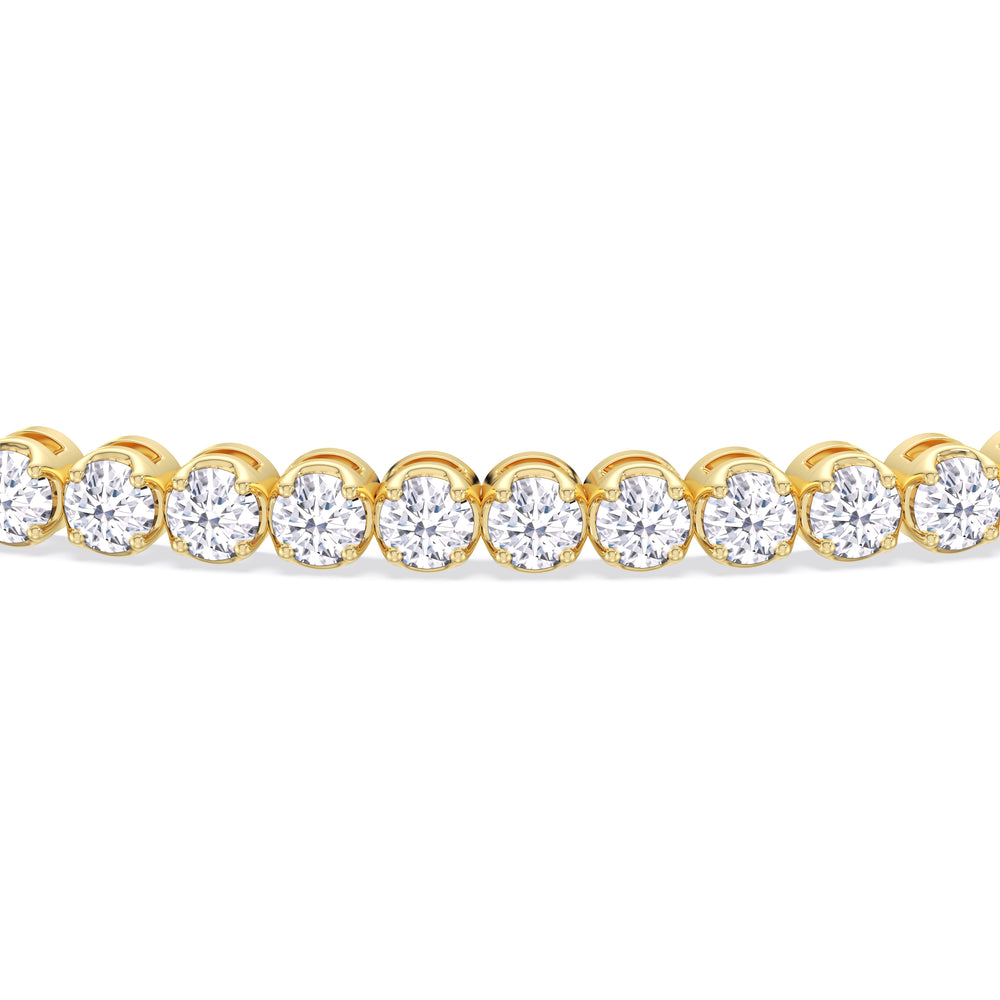 Four Prong Lab Diamond Tennis Bracelet with 2 Cut Diamond in 14KT Yellow Gold view 8
