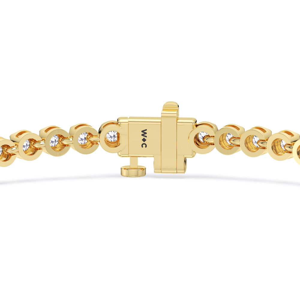 Four Prong Lab Diamond Tennis Bracelet with 2 Cut Diamond in 14KT Yellow Gold view 5
