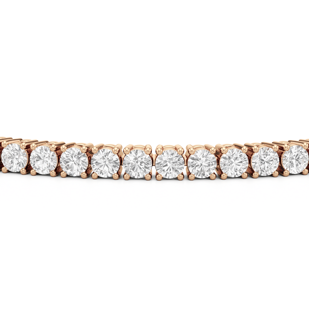 Four Prong Lab Diamond Tennis Bracelet with 3 Cut Diamond in 14KT Rose Gold view 7
