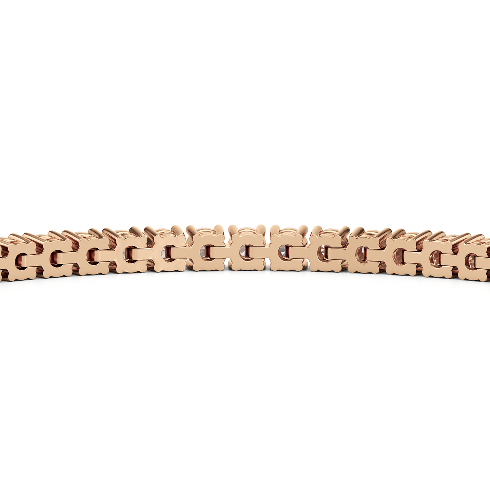 4-Prong Lab Diamond Bud Tennis Bracelet with 3 Cut Diamond in 14KT Rose Gold view 7
